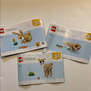 Lego Creator 3 in 1 31162 Instruction Booklets Bunny Llama Seal